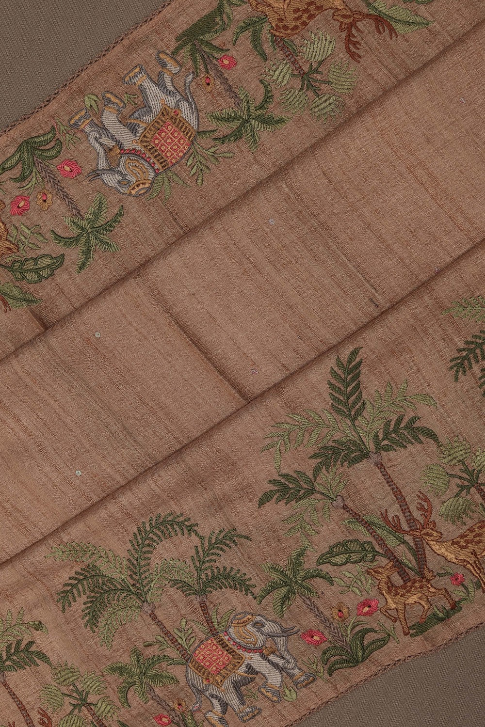 Image of Tussar Silk Brown Saree